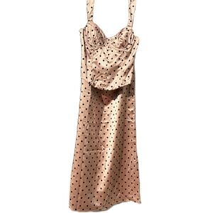 More To Come Elianna polka dot Corset top and maxi skirt set Small
